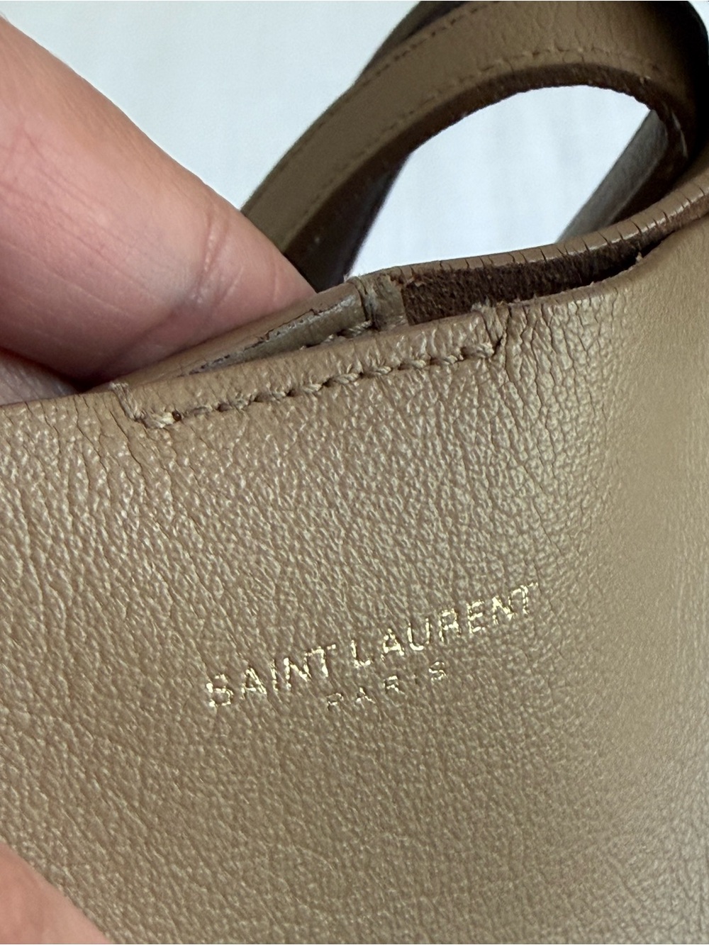 Saint Laurent YSL Large East/West Shopping Tote Purse Dark Beige Leather - Picture 9 of 17